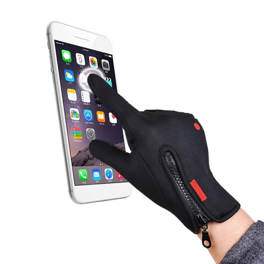 

1Pair Waterproof Touchscreen Cycling Gloves Adjustable Size Anti-Skid Outdoor Winter Gloves for Skiing Snowboarding