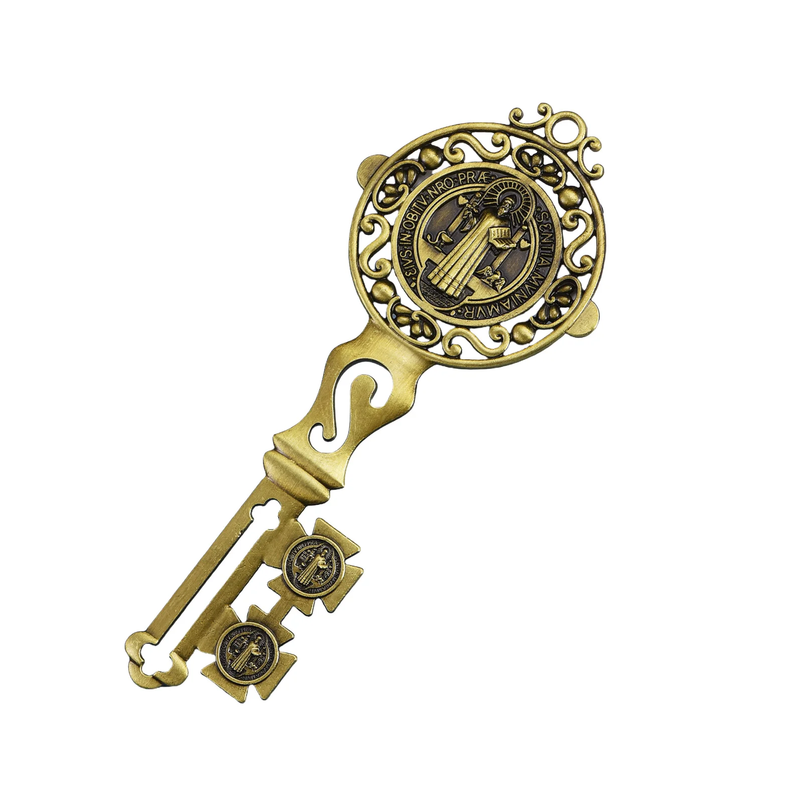 Saint Benedict's Key Shaped Metal Pendant Church Utensils Wall Decoration Car Hanging Decor Catholic Gift