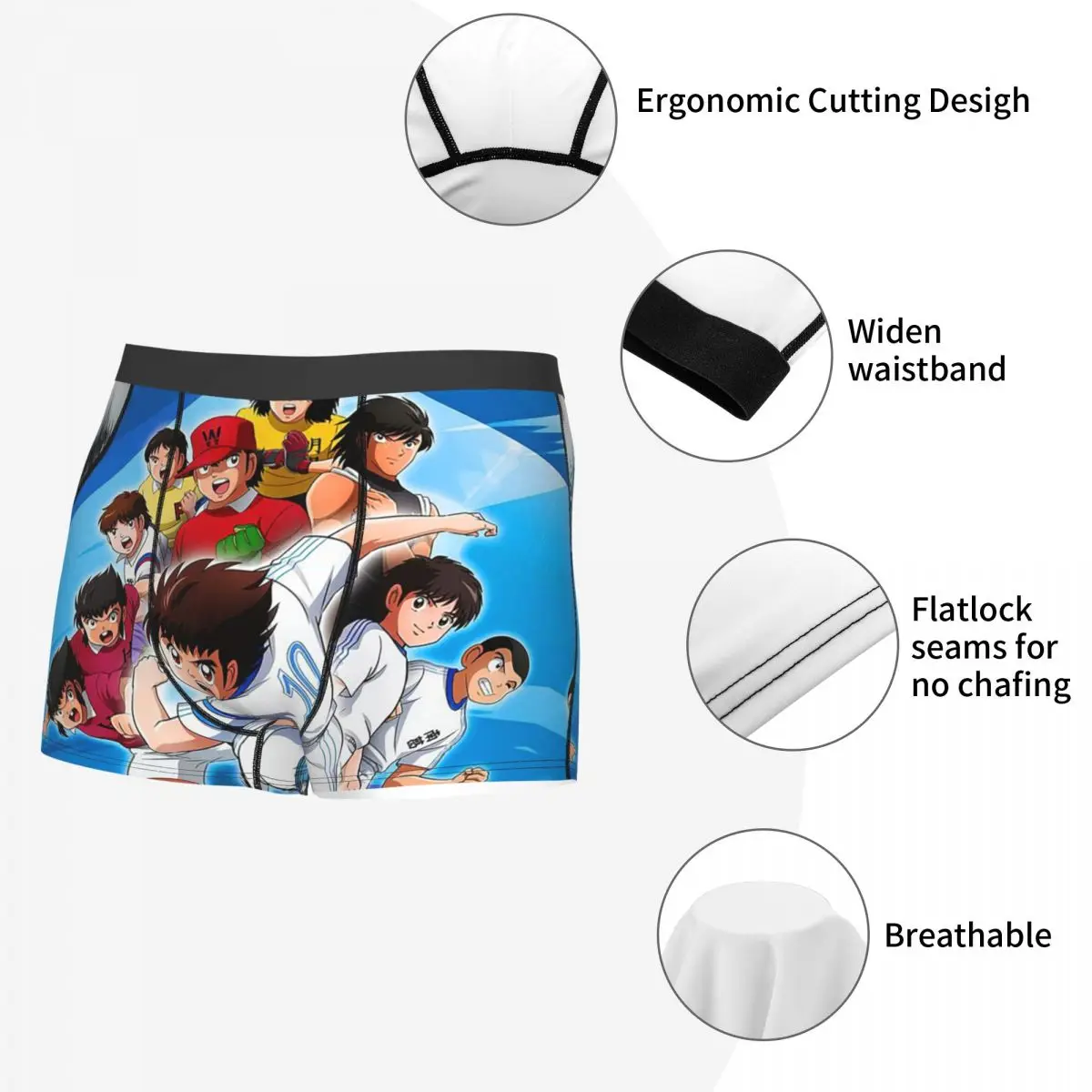 الملاكم السراويل السراويل اليابان كرة القدم مانغا الكابتن Tsubasa سراويل الذكور تهوية الملابس الداخلية ل أوم رجل صديقها هدية