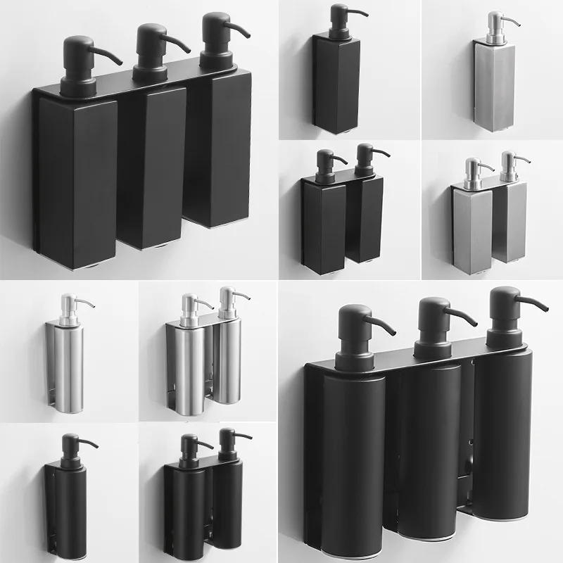 304 Brushed Stainless Steel Manual Soap Dispenser Wall Mounted Golden Black Square Round Soap Dispenser for Hotel Bathrooms