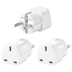 3PCS UK to EU Plug Adapter Euro Travel Adapter Converter England to Germany/Europe Electrical Sockets AC Power Wall Charger