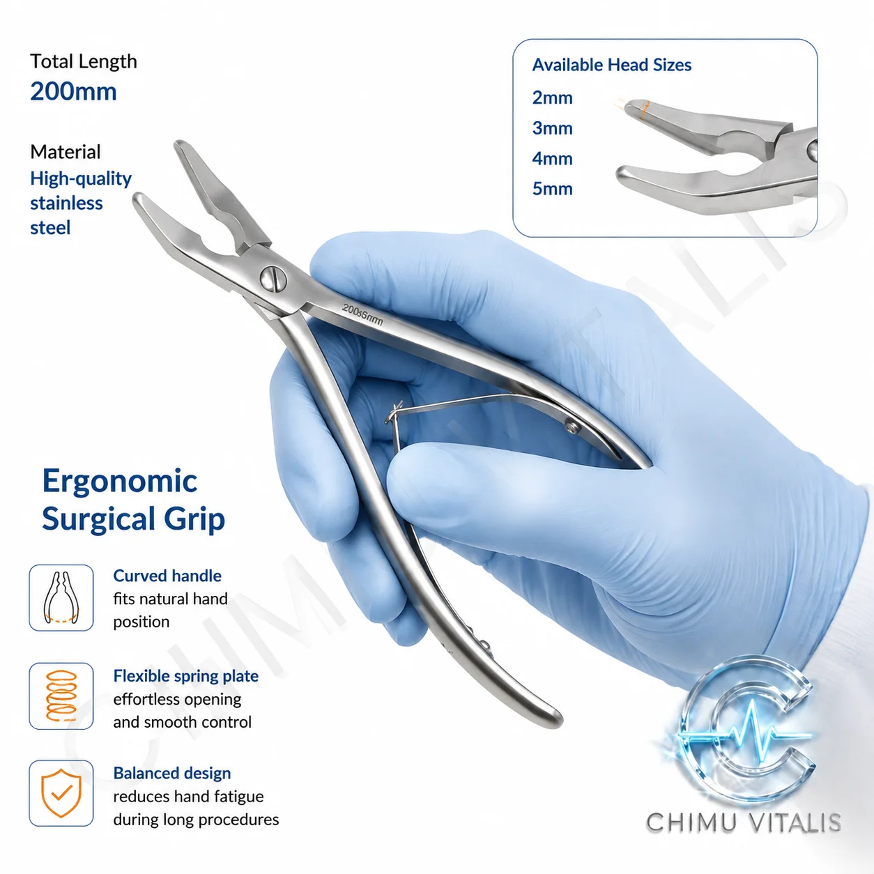 【CHIMU VITALIS】 Stainless Steel Manual Rongeur Forceps Precision Hand Instrument