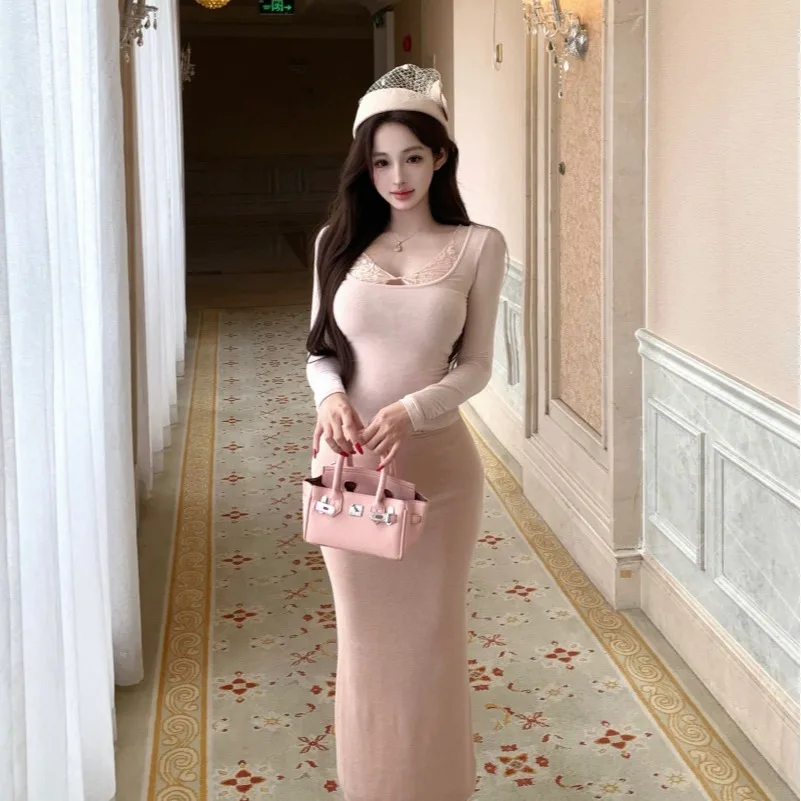 

Кружевная длинная юбка Sve Base irt f, женский модный комплект, осенне-зимний новый костюм из двух предметов Sle Ele Quali