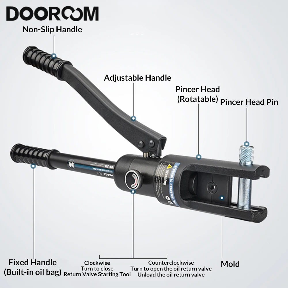 DOOROOM Hydraulic Crimping Tool Speedy Hydraulic Crimping Pliers YQK 70 Range 16-300mm Pressure Cable Cutter Wire Stripper Tool