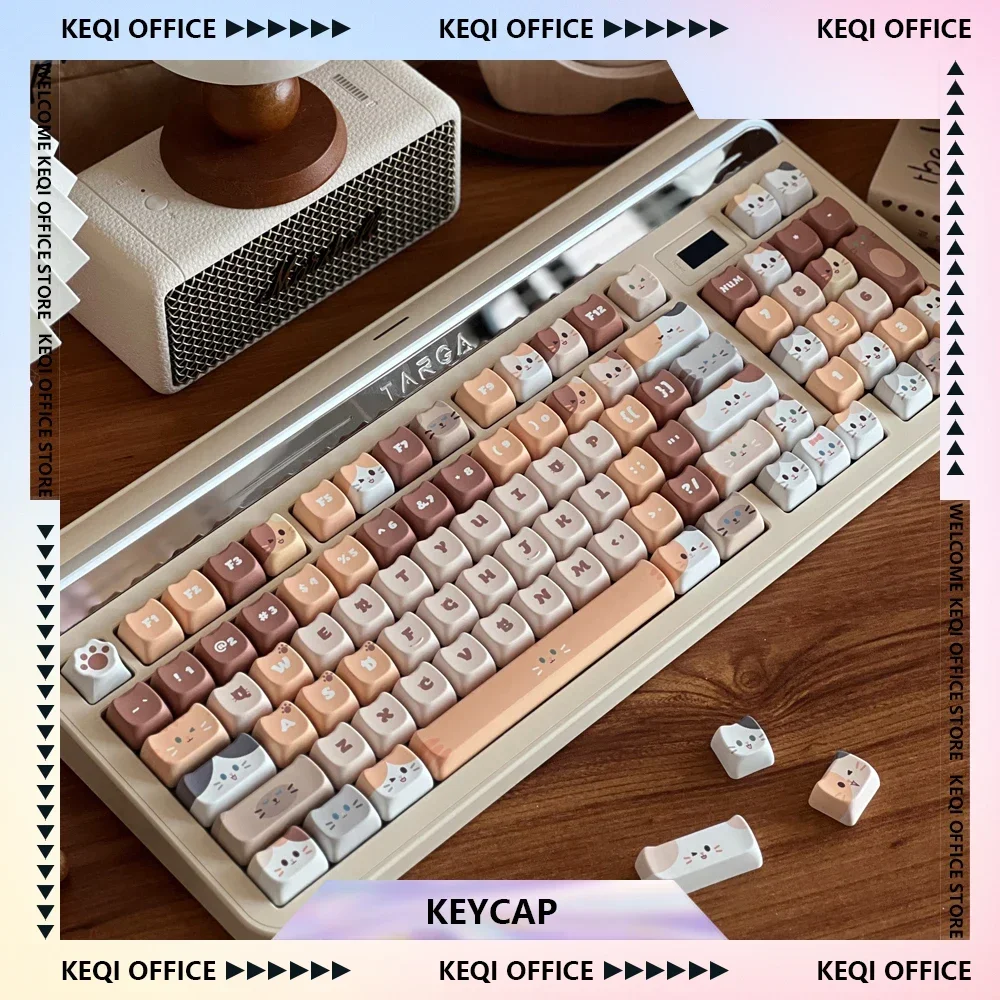 

Милые колпачки для клавиш Meow, кошачья голова, профиль MAO, квадратный колпачок для клавиш PBT, термосублимационная механическая клавиатура, колпачок для клавиш, аксессуары для ПК, подарок для девочки