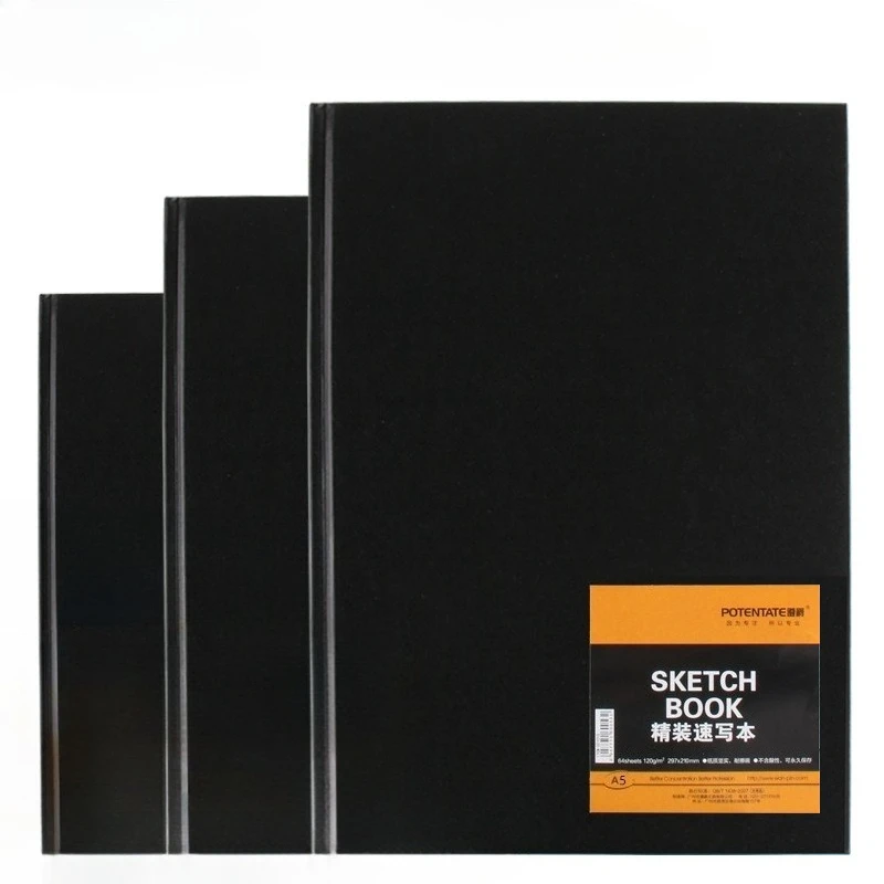 POTENTATE A3/A4/A5 Hardcover Sketchbook 64 Sheets 120g Lock Wire Set Hard Shell Cover Fine Line Sketch Sketchbook Art Supplies