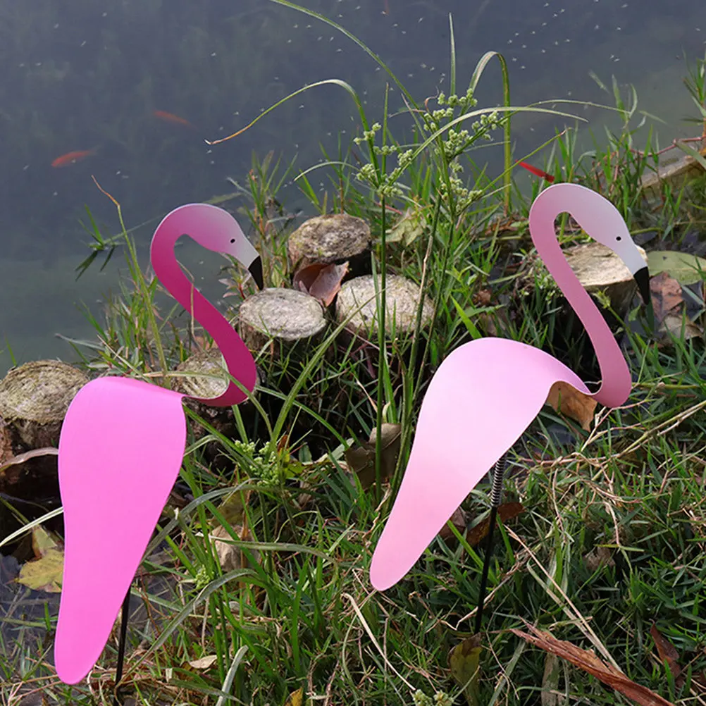 Swirl Bird Backyard Flamingo Wind Rotating Sculpture Decorative Garden Art Piece Fade Tarnish Rust Resistant Outdoor Yard Patio