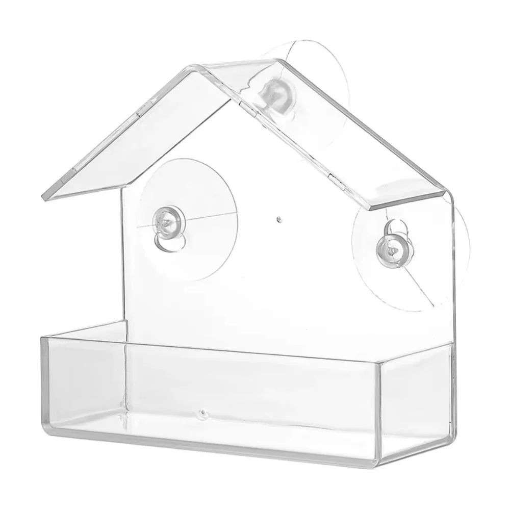 

Clear Window Bird Feeders with Suction Cups Plastic Windowsill Birdfeeders Large Capacity Food Dispenser Window Bird House