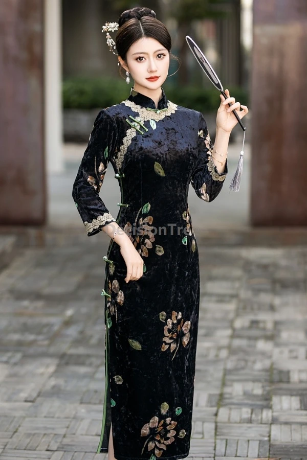 

2025 retro elegant lady cheongsam new temperament women's improved chinese old shanghai qipao vintage traditional daily qipao