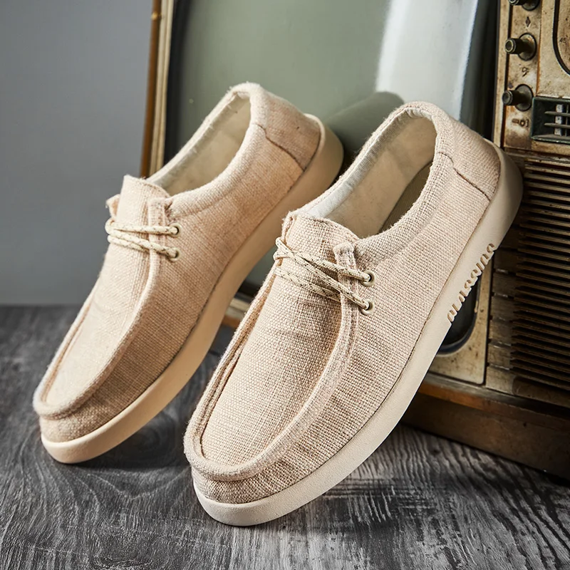 Le Fu Shoes Men's Canvas Flat Top High Quality Brand Casual Shoes Boat  Luxury Shoe Facon Designer Shoe Flat Bottom Loafers