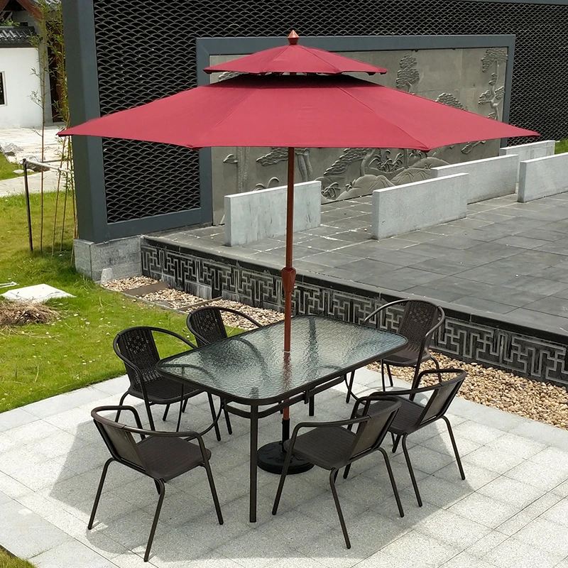 Outdoor sunshade umbrellas, milk tea shops, internet red tables and chairs with umbrellas, courtyard leisure, outdoor Roman