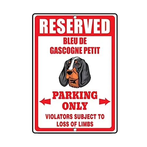 Letrero de metal vintage Bleu De Gascogne con diseño de perro pequeño y letrero de pared 'Solo estacionamiento reservado', para decoración de restaurantes de barbacoa, comedores, cafeterías y tiendas