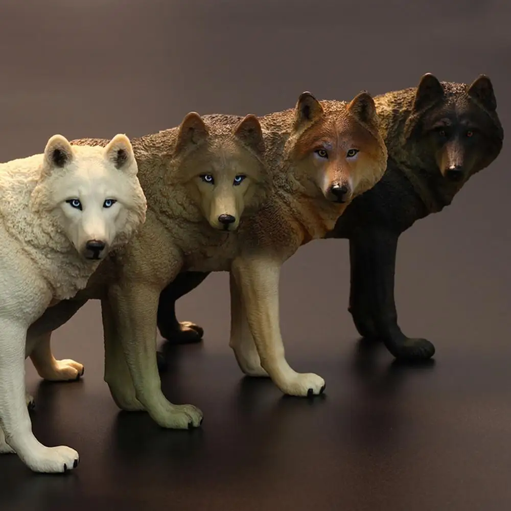 20cm Simulation Wolf Animal Model Wild Beast Animals Gray Wolf Mold PVC Statue Educational Kids Toy for Childrens Home Decor