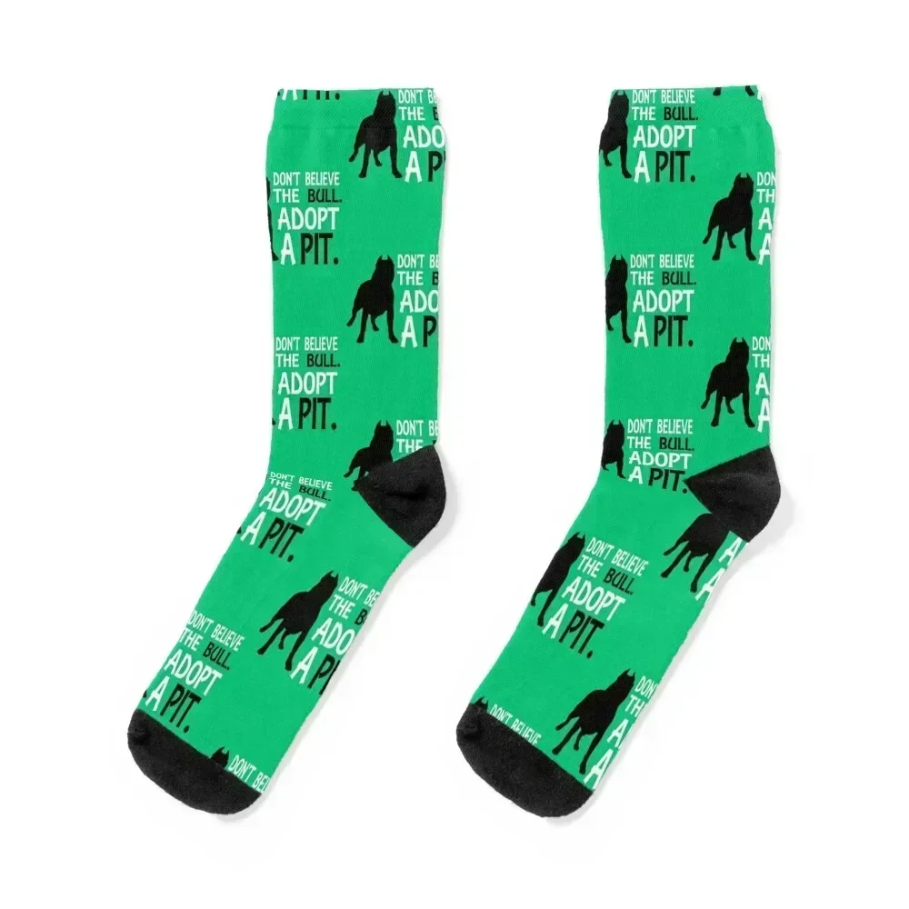 

Don't Believe the Bull Adopt a Pit - Christmas And Birthday Gift Ideas For Dog Lovers Socks Rugby Children's Woman Socks Men's