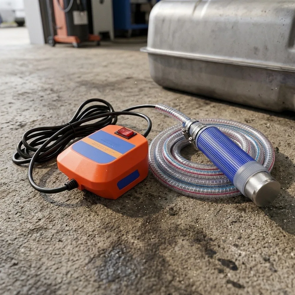 For 18V Lithium Battery Oil Water Pump with 5m Steel Hose for Diesel and Water Transfer Tasks Lightweight and Portable