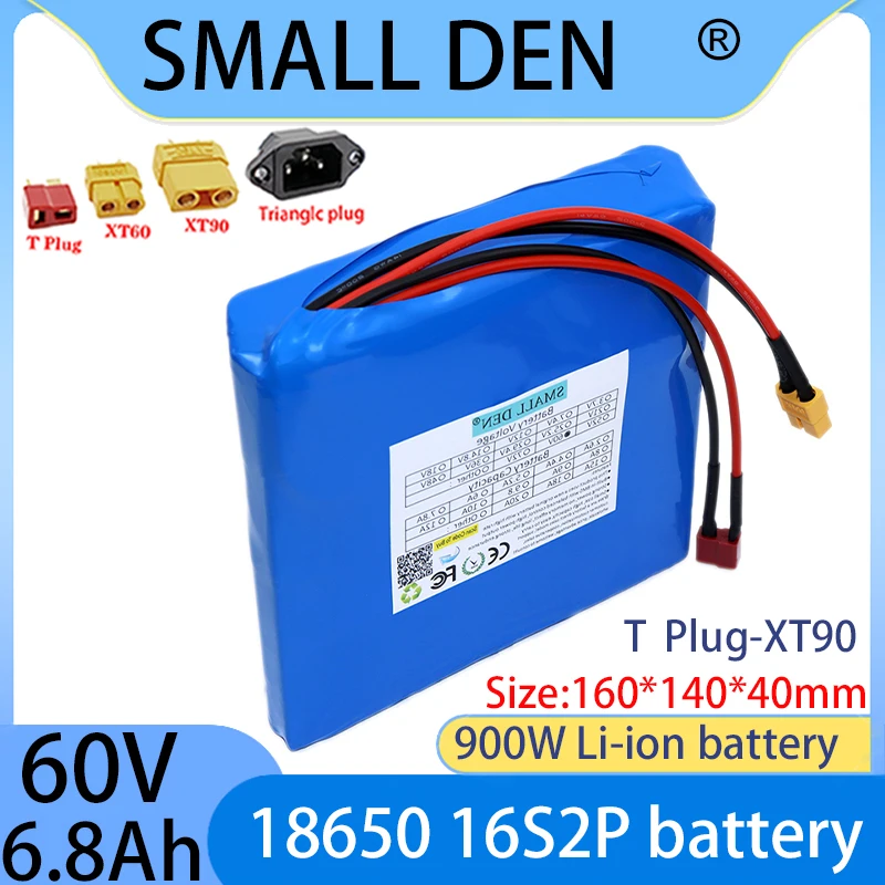 

60V 6.8ah new 2024 16S2P 18650 lithium battery pack, high-power power supply, large capacity built-in BMS rechargeable battery