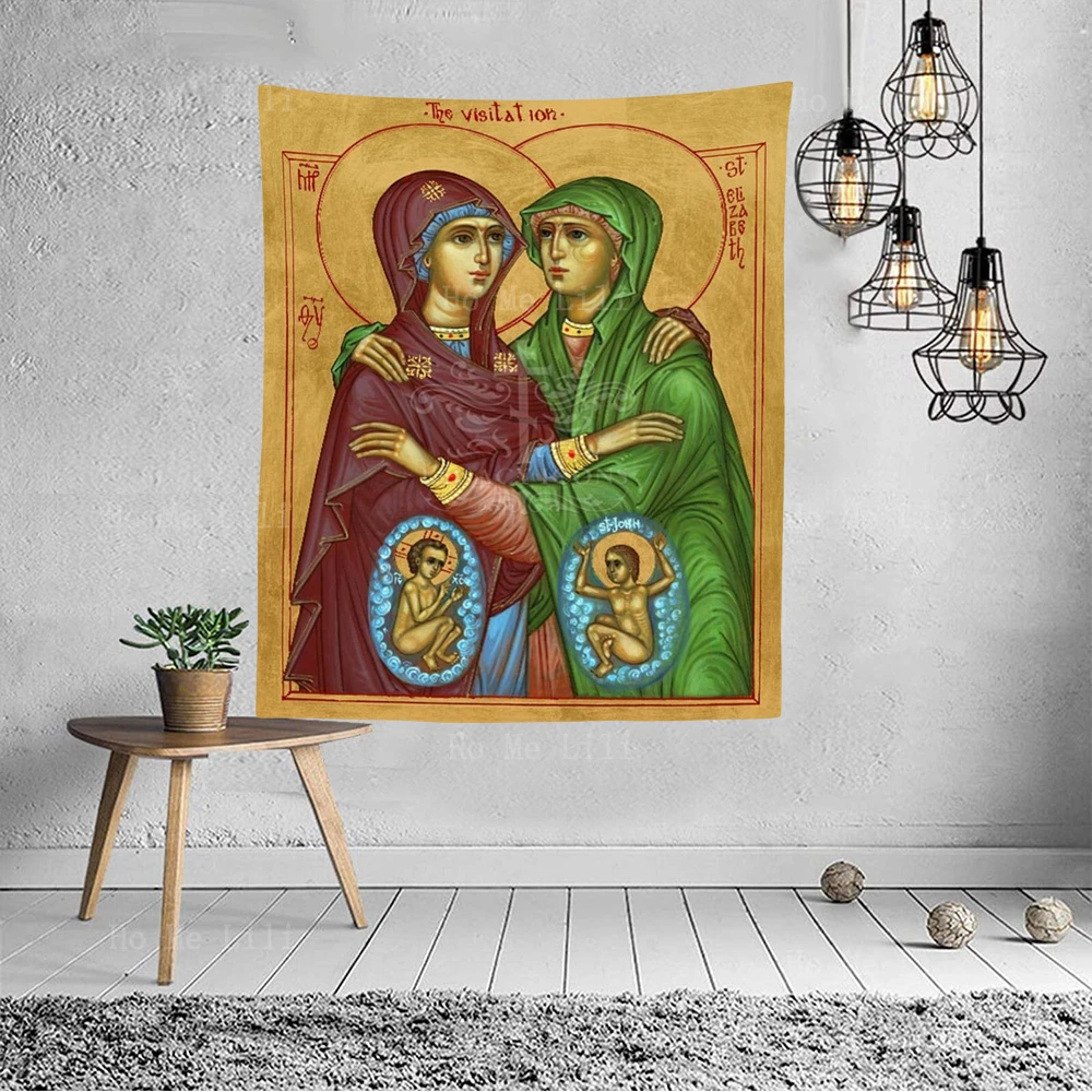 John se puso en el útero de la madre alegremente, ya que puede estar cerca del Salvador y su moso, tapiz para decoración de sala de estar