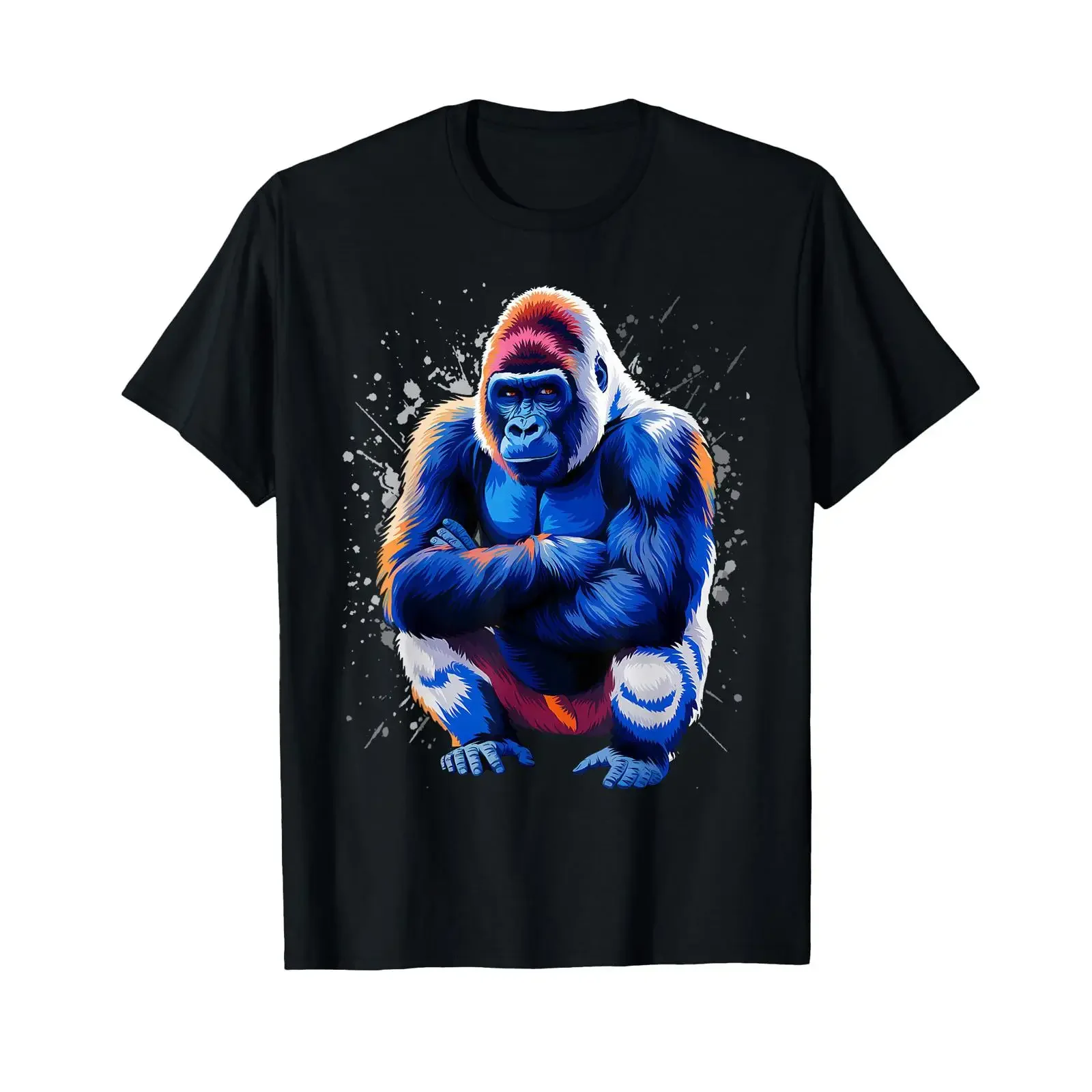 Polygon Art Silverback Gorilla Gorillas T Shirt vintage Washed Top For Everyday Wear Unisex Versatile Stylish Slightly
