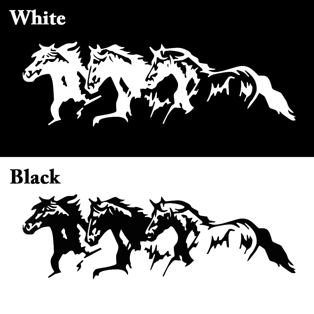 Three Horses Dynamic Car Sticker Fashion Design Decal For Miaokas Auto Exterior Sport Fan Accessory Decorative Trim Art