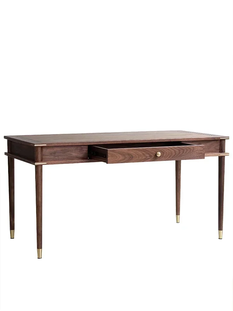 

Скандинавский письменный стол из цельного дерева, роскошный компьютерный стол из черного ореха, современный простой дуб