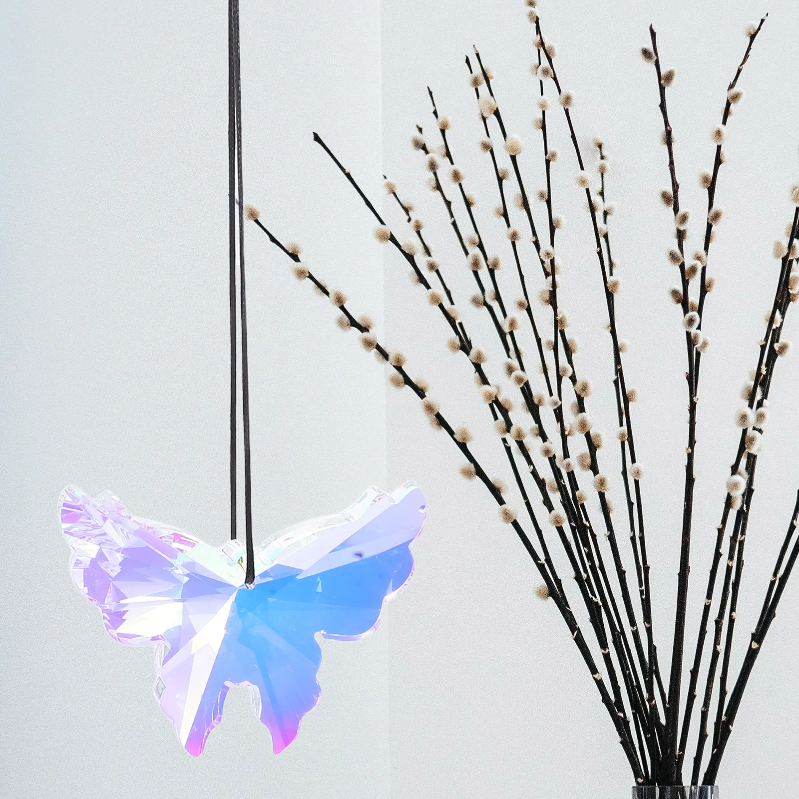 

Butterfly Colorful Crystal Suncatcher Hanging Ornament for Window Garden Patio Decorative Outdoor Hanging Glass Decor