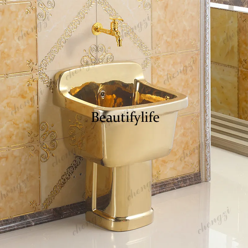 European-style gold mop pool Balcony Color gold mop pool Small mop pool Ceramic