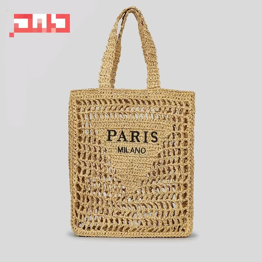 Luxurious Retro Niche Designer Embroidered Letter Woven Bag Summer New Hollow Mesh Bag High-end Fashion Shoulder Bag Handbag