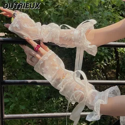 Sweet Girl Lace Sun Protection Oversleeve Flower Ribbon Versatile Oversleeves Girl Heart Summer New Transparent Arm Warmers