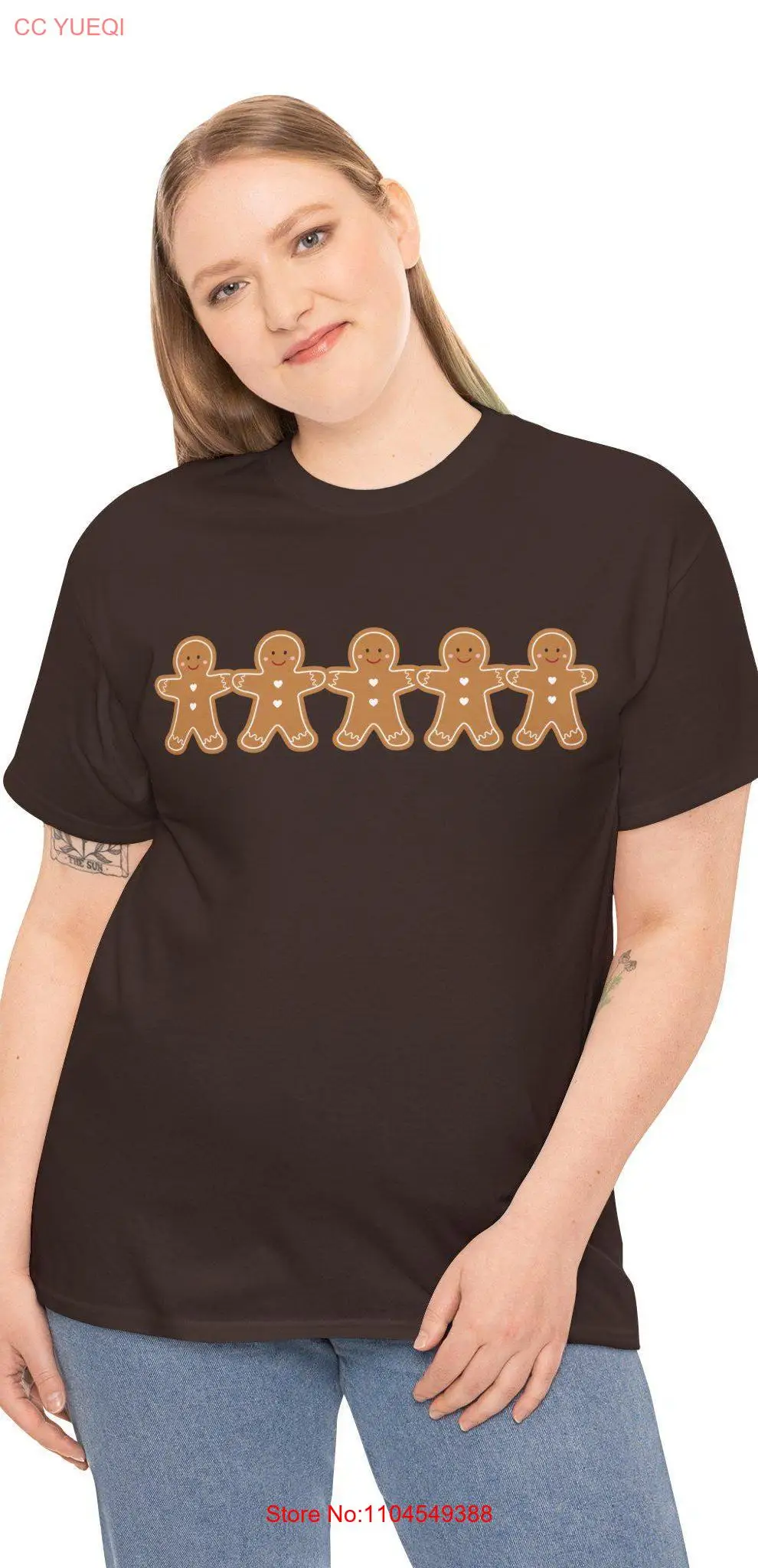 

Cute Gingerbread Man Christmas T Shirt Adorable Holiday Apparel Fun Matching Women Clothing Sassy Attire Unique