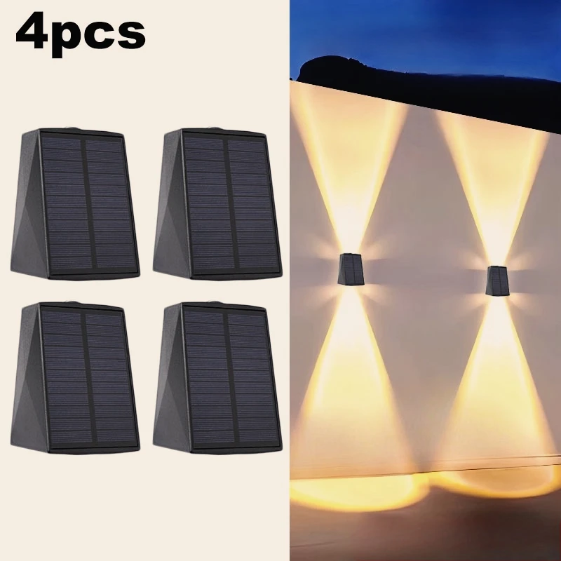 LED-wandlampen op zonne-energie Op en neer verlichting Zonne-buitenlicht Waterdicht IP65 Zonne-heklicht voor huis Yard Garden Garage