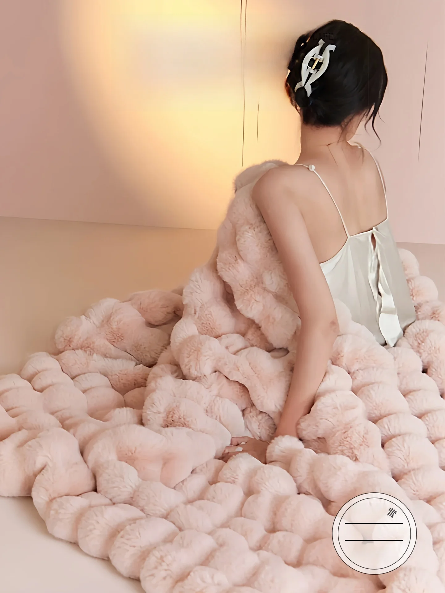 

Pink Thiened Rabbit Fur Velvet Blanket for Women Winter ternoon Nap Cover Blanket Living Room Single Double Size Polyeste...