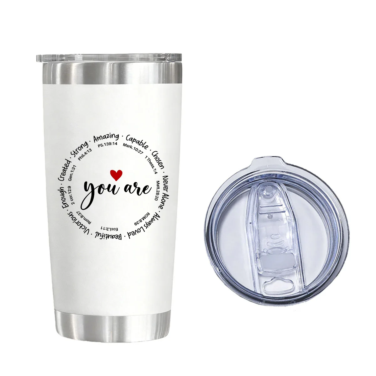 

You Are Created Strong Amazing Capable Vacuum Flask 20 oz - Christian Affirmation Gift Insulated Tumbler for Christmas