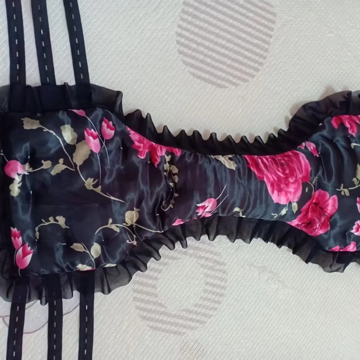 수제 남녀 공용 두꺼운 방수 면 혼방 사이즈 퍼피 빅 실키 터치 레이스 헴 플로럴 티브리프 엘라스틱 웨이스트