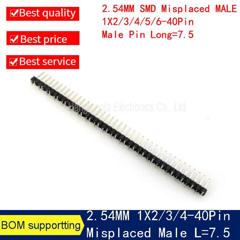 10 stücke 2,54mm 1X3/5/6/10P 20P 40P SMD Misplaced männlichen Einreihige SMT 40P Stapelbare PCB Weibliche Pin Header Buchse Stecker lange 7,5