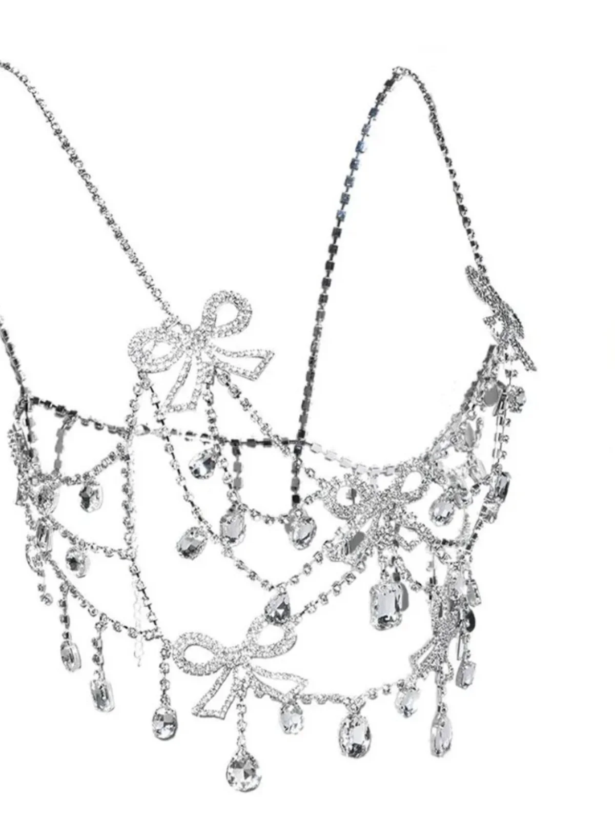 owcase  Knot Rhinestone Tassel Vest Body Chain Heavy Work ort Synthetic Fiber Inner Wear Original Design Women's...