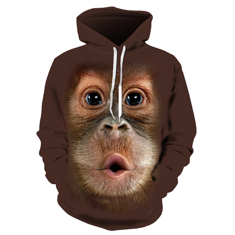 Jesienna nowa zwierzęca goryla/małpa bluza męska i damska bluza 3D Orangutan Print kurtka z kapturem Hip Hop Street Shoot