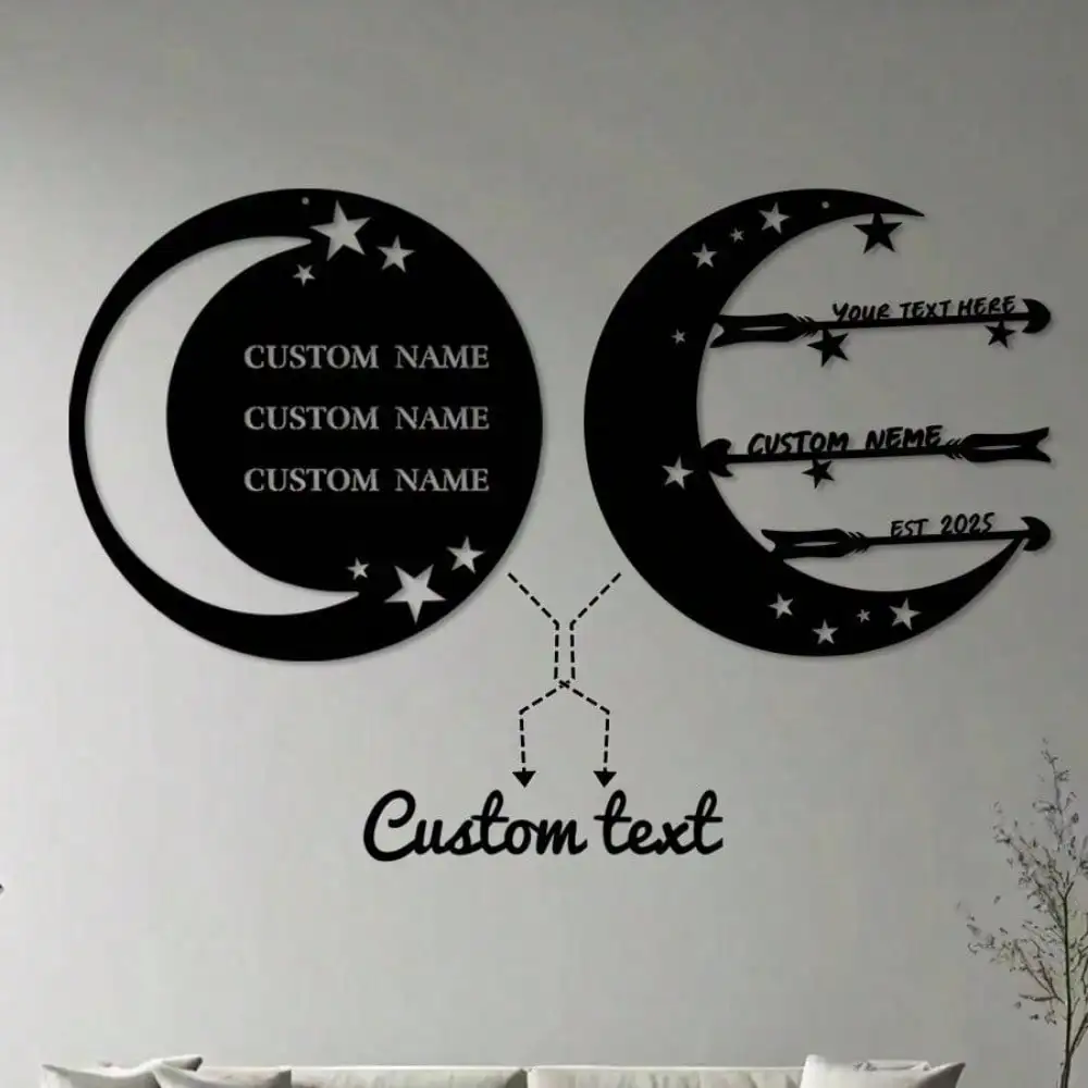 

Custom Metal Moon Zodiac Wall Art Personalized Welcome Sign Farmhouse Home Decor Indoor Outdoor