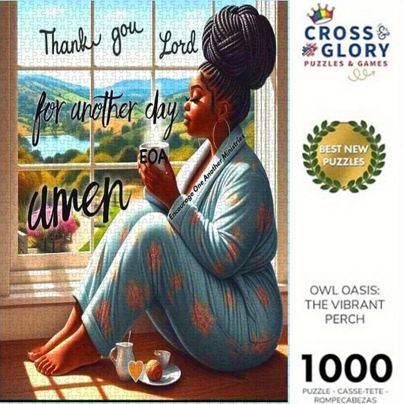 1000개 종이 퍼즐, 퍼즐, 감사기도, 아프리카계 미국인 여성, 감사, 종교, 고품질 백색 판지 M
