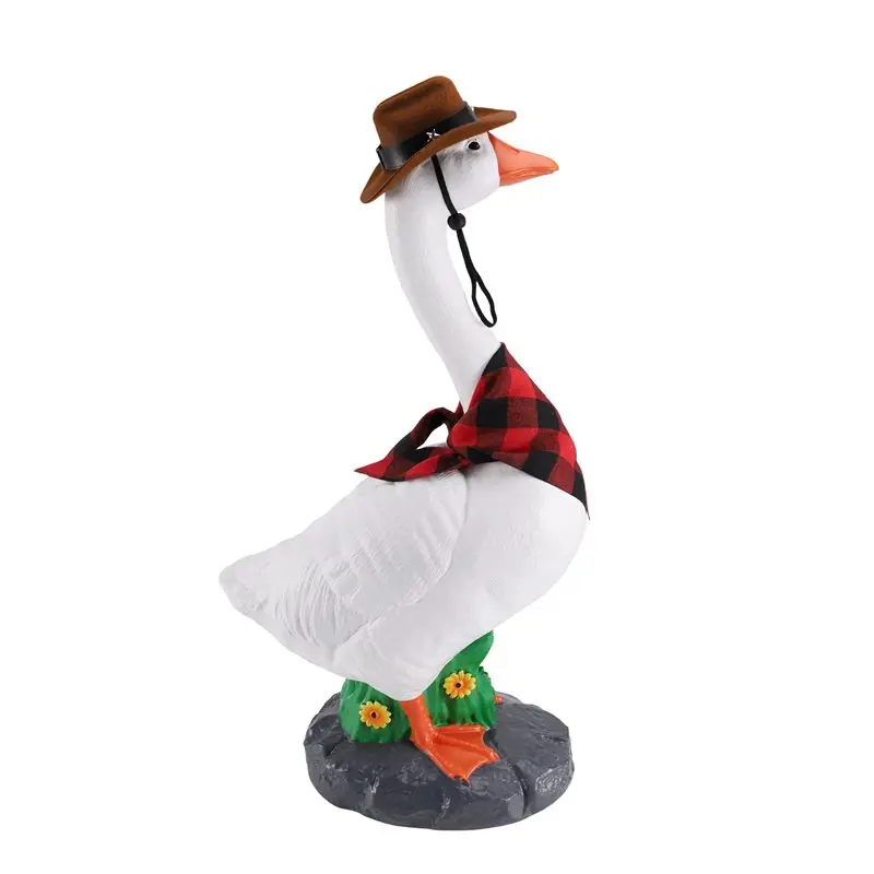 Split Type Large Porch Goose Statue, 23 Inch Cowboy For Garden Sculpture, Fits For Garden, Yard, Duck Outfit