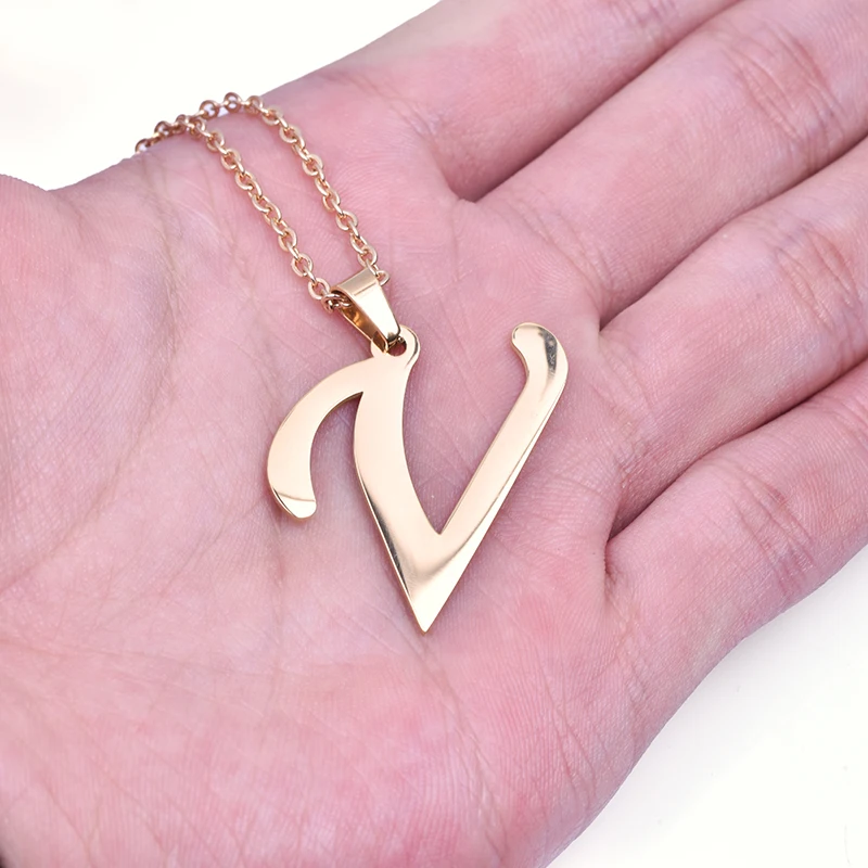 Initial 26 Letters Pendant Stainless Steel Necklaces For Women Men Accessories English Alphabet Necklace Fashion Jewelry Choker