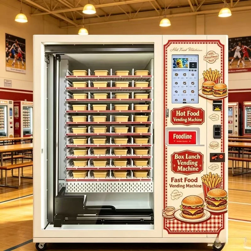 Popular Smart hot food fast food box lunch meal Vending Machine Microwave 21.5-inch Display Multiple Payment Options