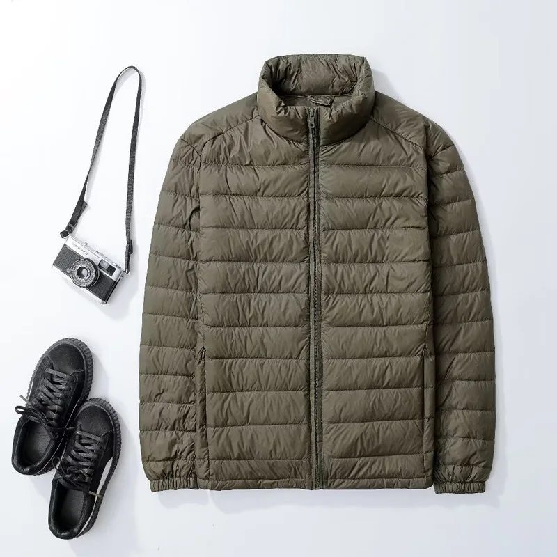 

Down Coats Solid Men Zipper Stand Collar Spliced Pockets Long Sleeve Cardigan Loose Fit Autumn 2025 Casual Slight Strech