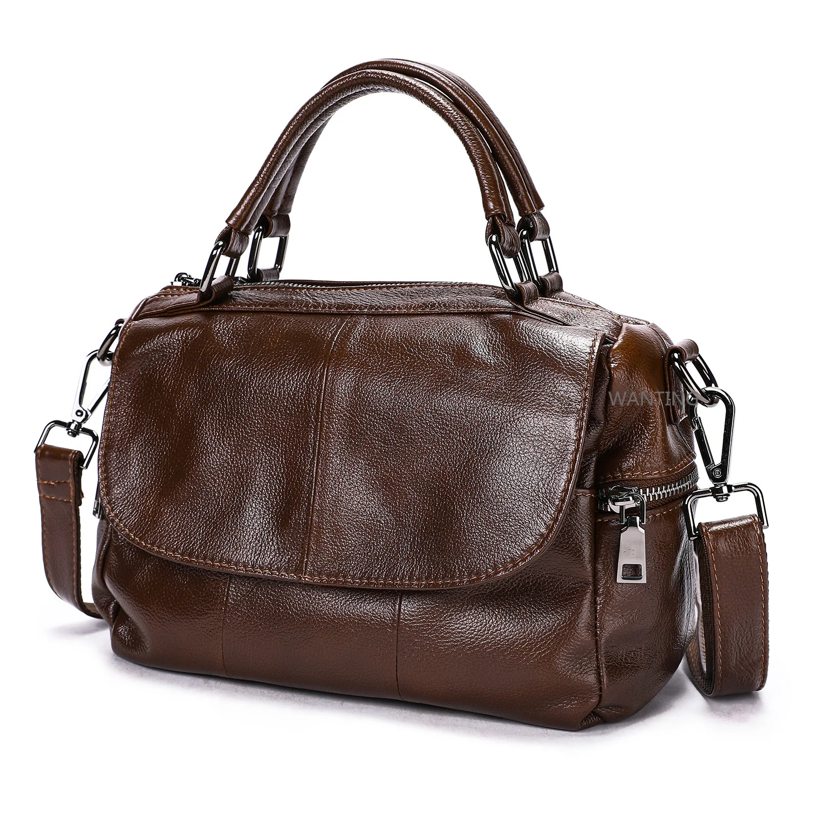 

Real leather women's bag with large capacity high-end feel, top layer cowhide single shoulder crossbody bag, casual handbag