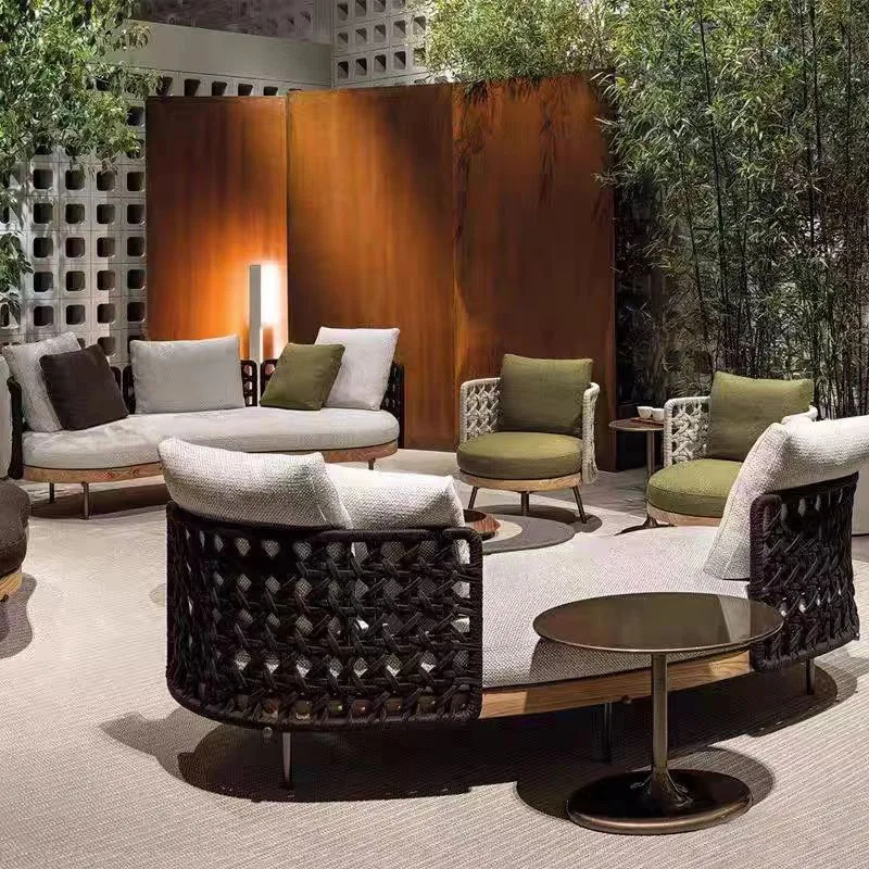 

#Nordic Light Luxury Teak Metal Outdoor Garden Set Sofa Combination Waterproof Durable