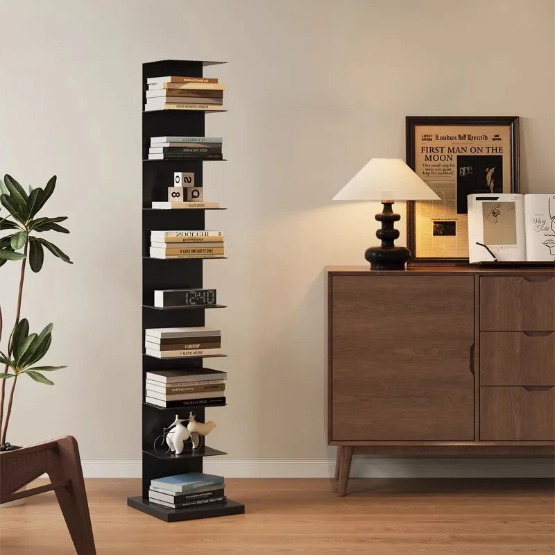 Medieval bookshelf floor-to-ceiling wrought iron multi-layer shelf,children's corner simple storage bookcase display