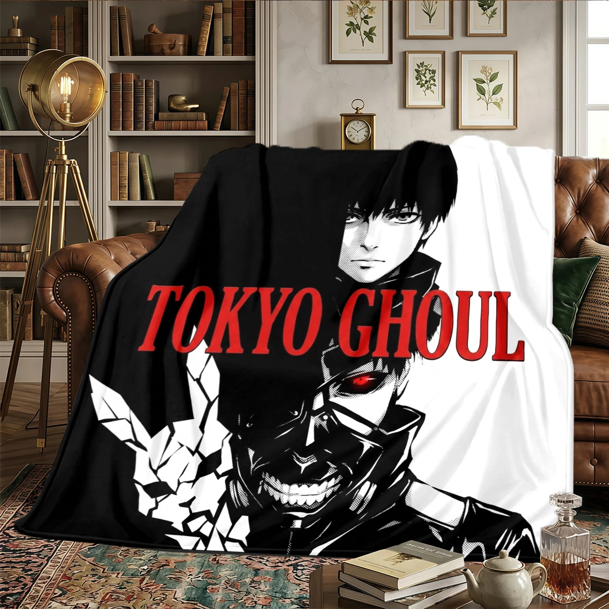 Tokyo Ghoul Flanelldecke, bedruckt, warm, bequem, für Schlafzimmer, Sofas, Betten, Stühle, Picknicks, Reisen – HE64