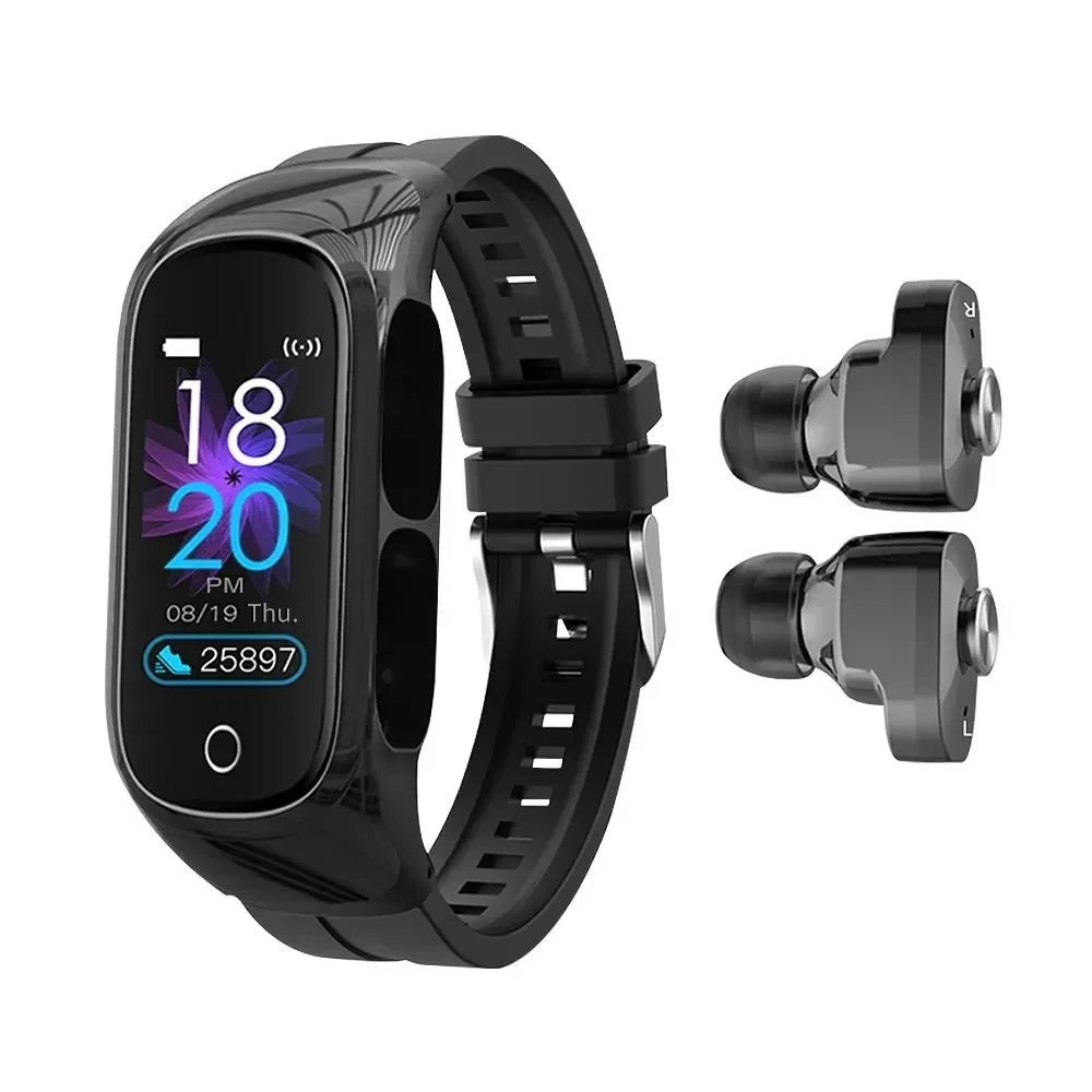 Earbud Smart Bracelet 2-in-1 TWS Bluetooth Earphone Smart Watch Heart Rate Blood Pressure Information Meter Step Sports Bracelet