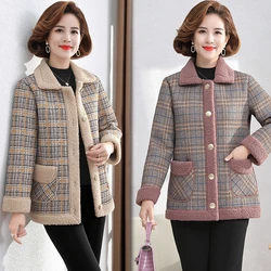 Mother Wear Autumn Winter Jacket Women Plus Velvet Thickening Middle-Aged People Parkas Large Size Cotton Coat L-5XL