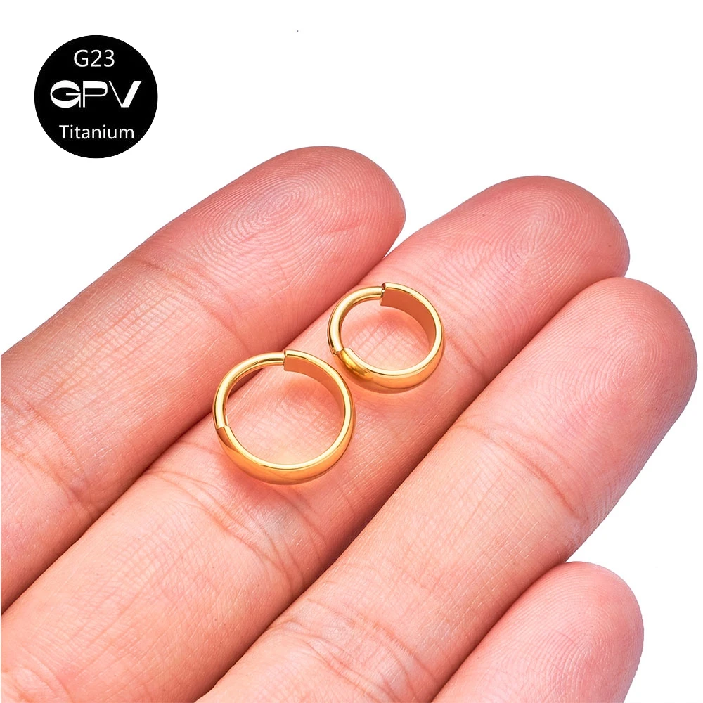 G23 F136 Titanium Earrings Cold Wind Preserved Color Vacuum Gold Plated Men\'s and Women\'s Earrings Perforated Jewelry