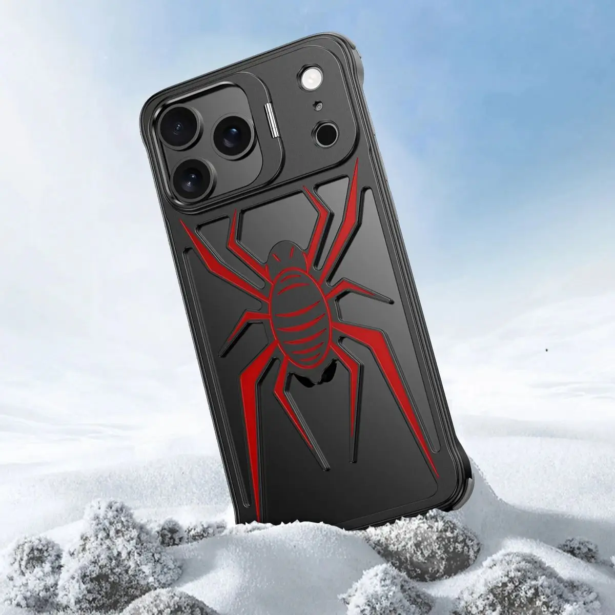 

Spider Frameless Metal Bumper Case for IPhone 13 14 15 16 17 Pro Max Spider shape creativity Shockproof Frame For Phone Cover